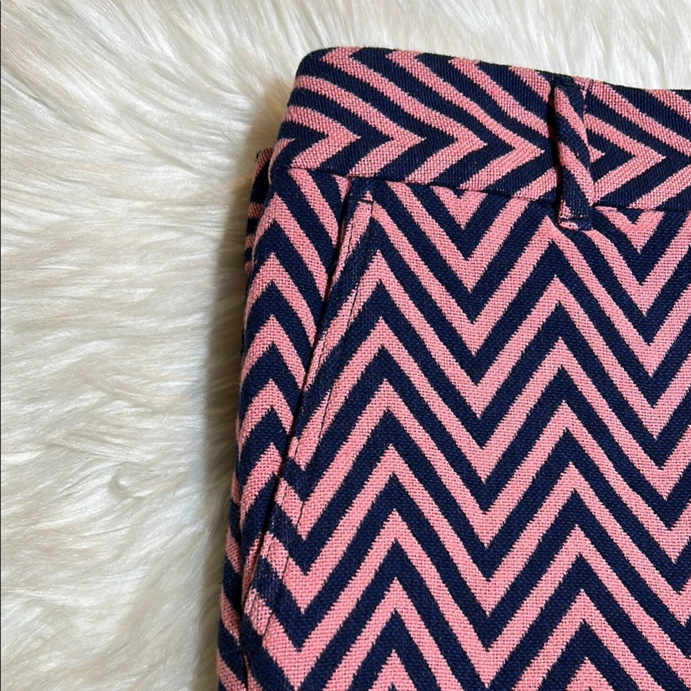 #0188- NWT LOFT Riviera Pink & Navy Slant Picket Chevron Shorts-6 - Picture 5 of 11